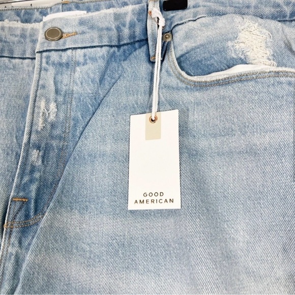 Good American Good Classic Jeans Women Blue High Rise Distressed Denim Sz 16 NEW - Picture 5 of 12